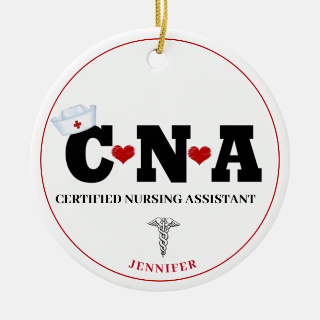   CNA Nurse Personalized Christmas Ceramic Ornament (Front)