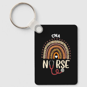 Cna Nurse Rainbow Leopard Print Nurse Day Costume  Keychain
