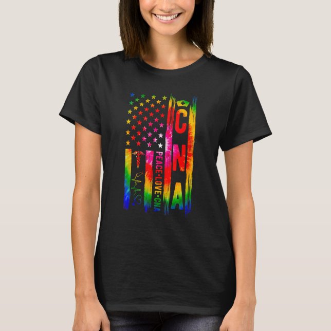 CNA Nurse US Flag Certified Nursing Assistant T-Shirt (Front)