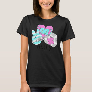 Cna Peace Love Nursing Hippie Nurse Caps Heart Ma T-Shirt