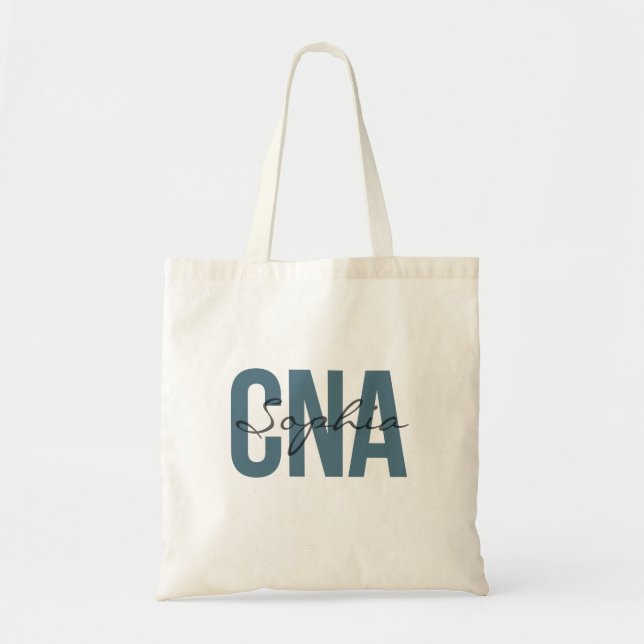 CNA Personalized Name Bold Typography Tote Bag (Front)