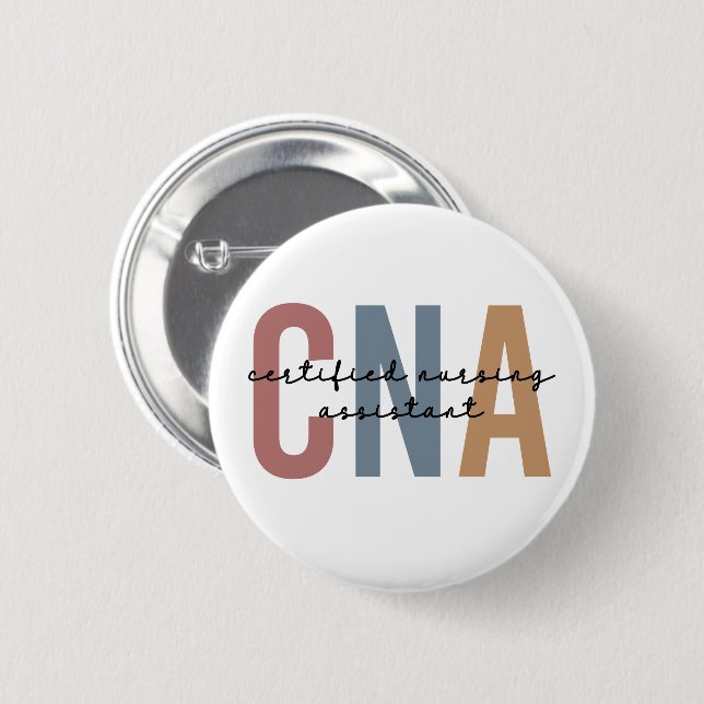 CNA Retro Certified Nursing Assistant Gifts 2 Inch Round Button (Front & Back)