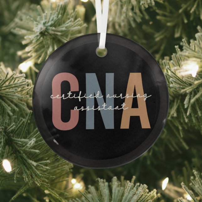 CNA Retro Certified Nursing Assistant Glass Ornament (Insitu)