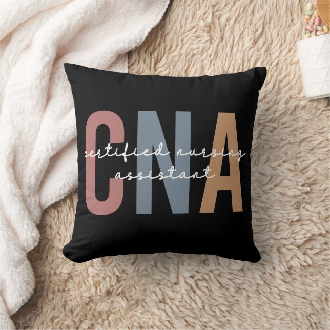 CNA Retro Certified Nursing Assistant Throw Pillow (Blanket)