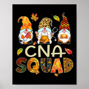 Cna Squad Gnome Nurse Leopard Thanksgiving Fall St Poster