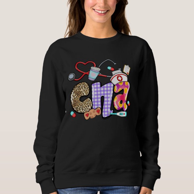 CNA Stethoscope Leopard  CNA Life Sweatshirt (Front)