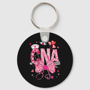 Cna Valentine Coquette Bow Stethoscope Nurse Girl  Keychain