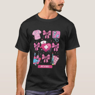 CNA Valentines Day Coquette Bow Stethoscope Nurse T-Shirt