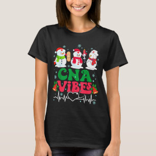Cna Vibes Nurse Snowman Stethoscope Santa Funny Ch T-Shirt