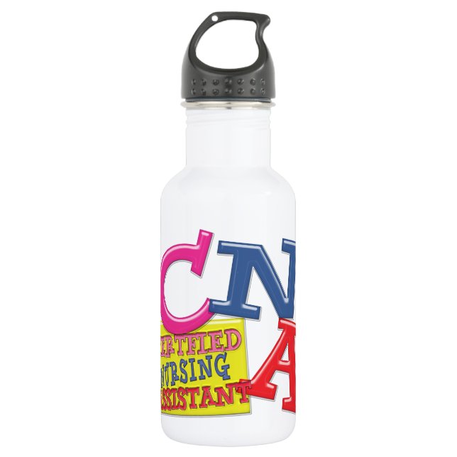 CNA WHIMSICAL LETTERS  CERTIFIED NURSING ASSISTANT 532 ML WATER BOTTLE (Front)