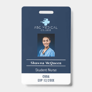 CNS Student Nurse Practitioner Navy QR Code Photo Badge