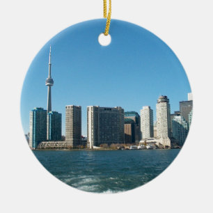 CNTower CN+Tower Toronto lake Ontario Landmark fun Ceramic Ornament