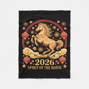 Cny 2026 Spirit Of The Horse Lady Fortune Cowgirl Fleece Blanket