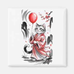 Cny Cat Art Balloon Artist Painting Birthday Party Magnet