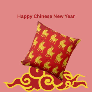 CNY Year of the Goat Throw Pillow