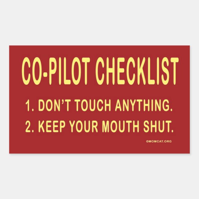 Co-Pilot Checklist: Stickers (Front)
