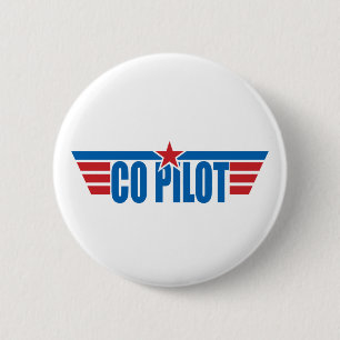 Co-Pilot Wings Badge - Aviation 2 Inch Round Button