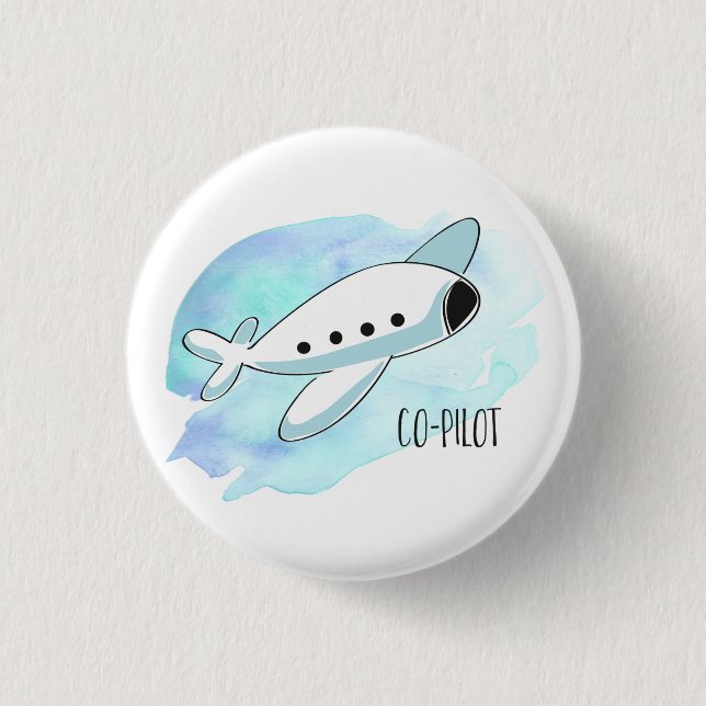 Co-Pilot with Plane 1 Inch Round Button (Front)