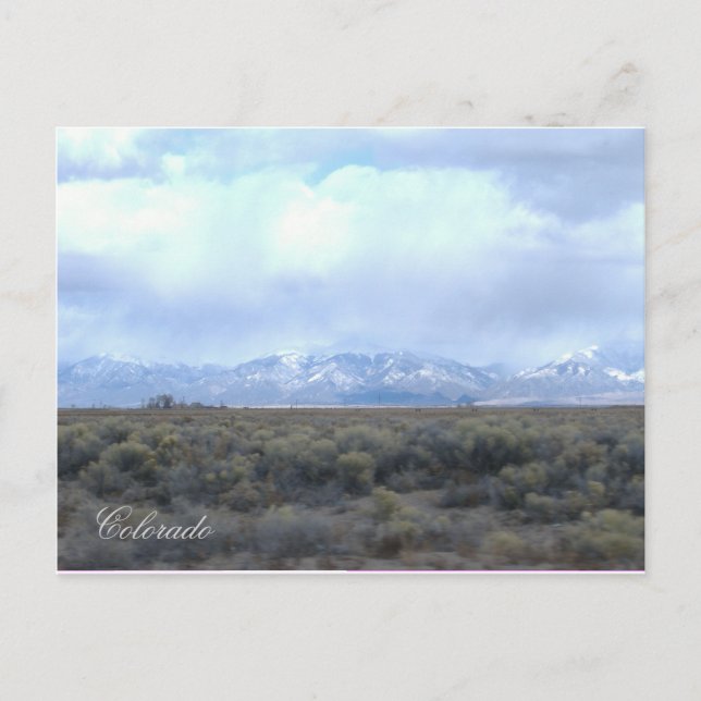 CO Snowy Mountains and Valley Postcard (Front)