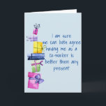 Co-Worker Colleague Funny Birthday Card<br><div class="desc">It may be personalized by clicking the customize button and changing the name, initials or words. You may also change the text colour and style or delete the text for an image only design. Contact me at colorflowcreations@gmail.com if you with to have this design on another product. Purchase my original...</div>