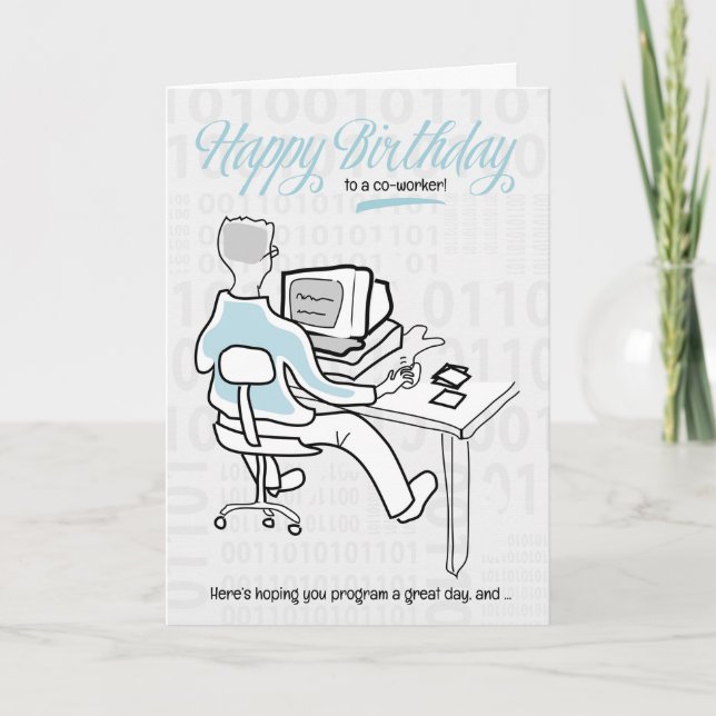 Co-Worker Funny Computer Guy Birthday Card (Front)