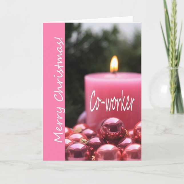Co-worker pink ornament christmas card (Front)