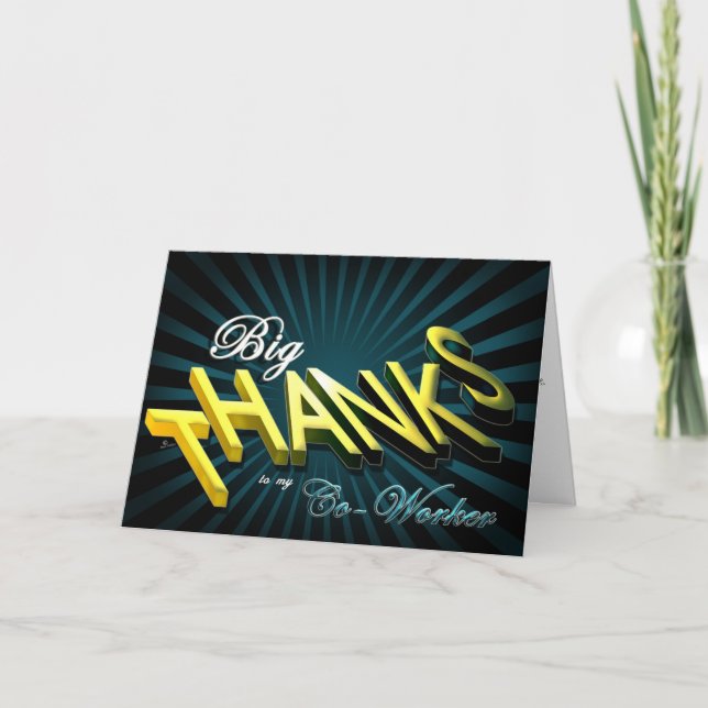 Co-worker thank you Big thanks blue stripes card (Front)