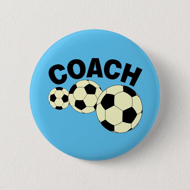 Coach 3 Soccer Balls 2 Inch Round Button (Front)