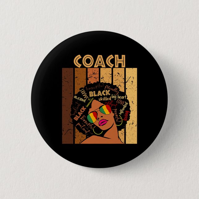 Coach Afro African American Women Black History Mo 2 Inch Round Button (Front)