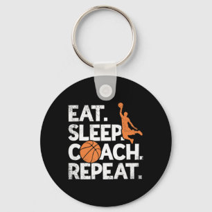 Coach Basketball Repeat Assistant Eat Sleep Keychain