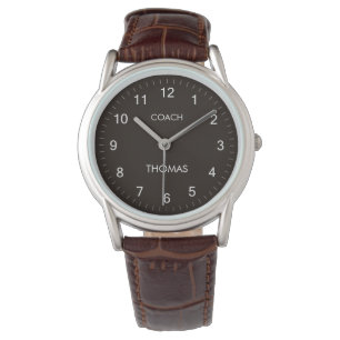 Coach Custom Name Typography Personalized  Brown   Watch