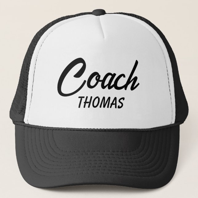 Coach Custom Name Typography Personalized Trucker Hat (Front)