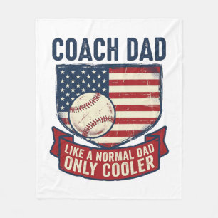Coach Dad Baseball Patriotic Vintage T-Shirt Desig Fleece Blanket