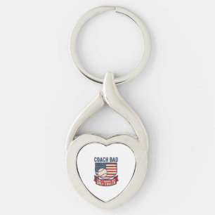 Coach Dad Baseball Patriotic Vintage T-Shirt Desig Keychain