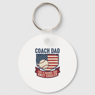 Coach Dad Baseball Patriotic Vintage T-Shirt Desig Keychain