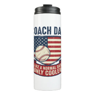 Coach Dad Baseball Patriotic Vintage T-Shirt Desig Thermal Tumbler