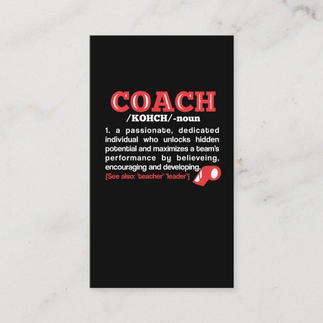 Coach Definition Funny Team Coaching Business Card (Front)