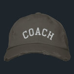 COACH Embroidered Baseball Cap<br><div class="desc">A cool embroidered hat for the coach! This unisex baseball cap is available in assorted colours and styles. Text and embroidery colour can be customized. Makes a great gift from the team!</div>