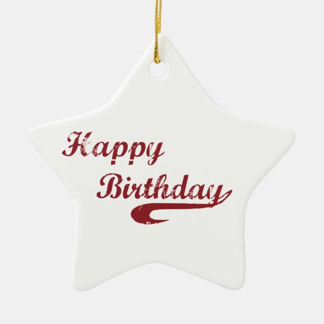 Coach Happy Birthday Large Grunge Baseball, Sport Ceramic Ornament (Front)