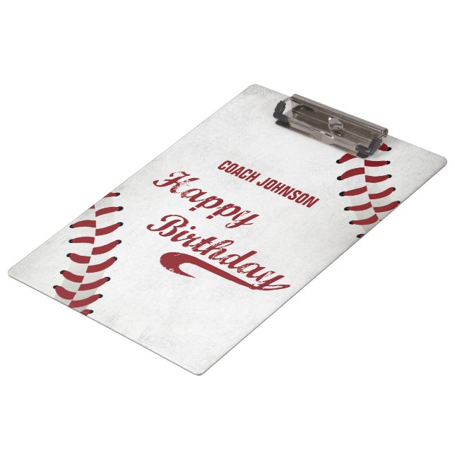 Coach Happy Birthday Large Grunge Baseball, Sport Clipboard (Angled)