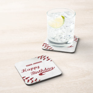 Coach Happy Birthday Large Grunge Baseball, Sport Coaster