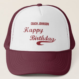 Coach Happy Birthday Large Grunge Baseball, Sport Trucker Hat