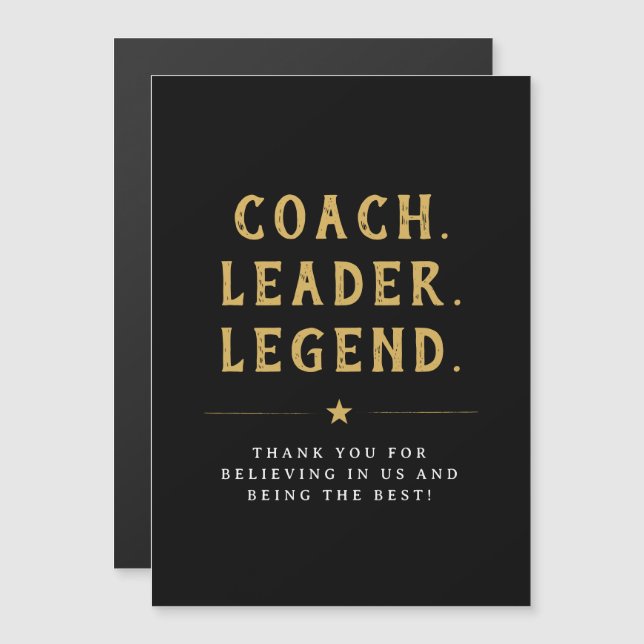Coach Leader Legend Gold Typography Magnet (Front/Back)