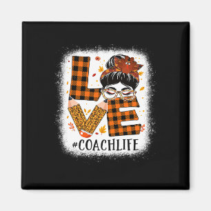 Coach Love Messy Bun Turkey Women Thanksgiving Aut Magnet