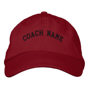 Coach Name Personalized Embroidered  Cap Red