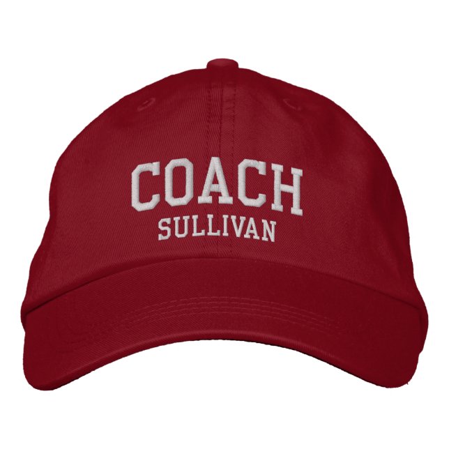Coach Nom personnalisé Casquette brodé - Rouge (Devant)