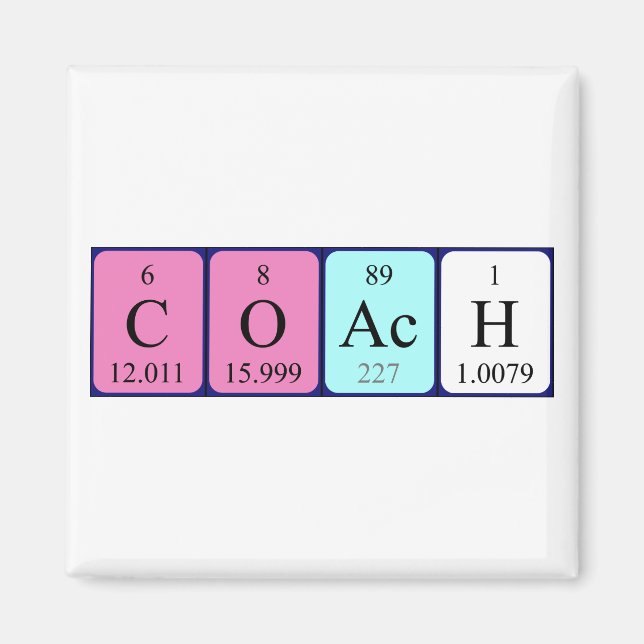 Coach periodic table name magnet (Front)