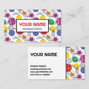 Coach Pickleball parrots and pickeballs Business Card