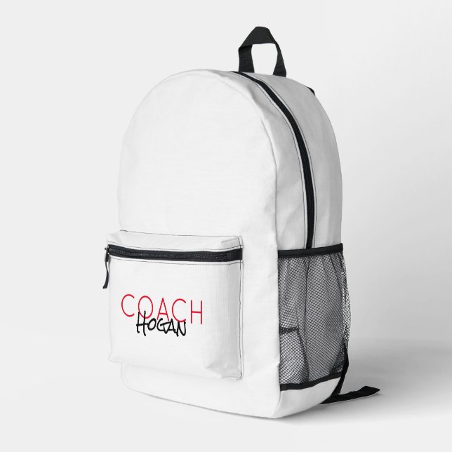 Coach School Sports Team Colours Modern Fun Printed Backpack (Back Corner Right)