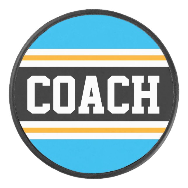 COACH Sky Blue Black White Yellow Hockey Strips (Devant)
